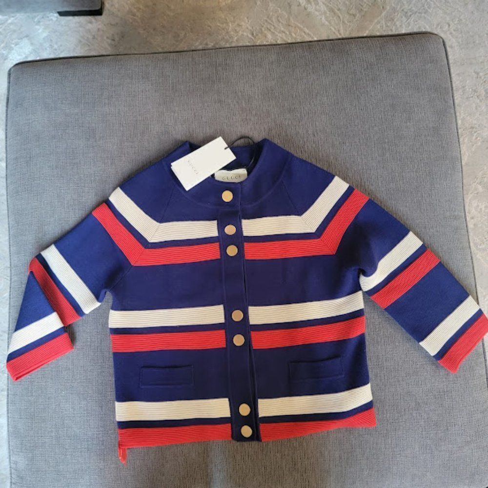 Gucci Women Silvie Striped Wool Cardigan Size Medium - Picture 6 of 16